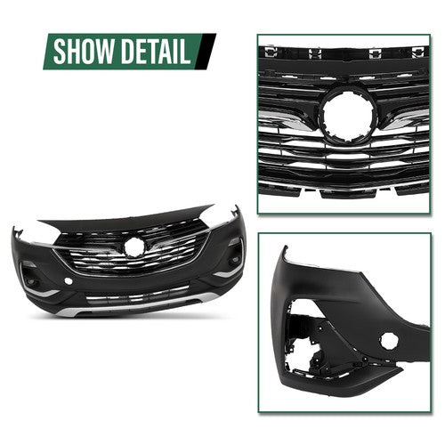 Solid Spare Front Bumper Cover Grille Assembly Kit Fit For Buick Encore GX 2020-2023