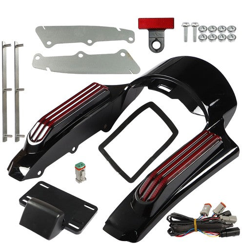 Solid Spare Rear Fender Fascia w/LED Light Lamp Set For Touring Electra Glide 2014-Up