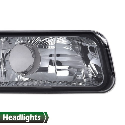 Solid Spare Smoke/Chrome LED DRL Headlights+Bumper Lamps Fit For 99-07 GMC Sierra/Yukon