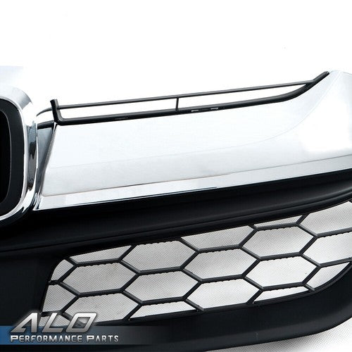 Solid Spare Fit For 2017-2019 Honda CRV CR-V Front Bumper Upper Grille Grill Black Chrome