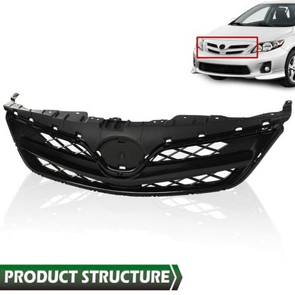 Solid Spare Fit For 2011-2013 Toyota Corolla Front Bumper Upper Grille Grill Black TO1200340