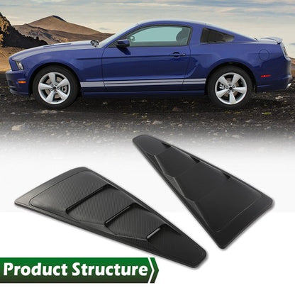 Solid Spare Fit For 05-14 Ford Mustang GT 1/4 Quarter Side Window Louver Cover Carbon Look