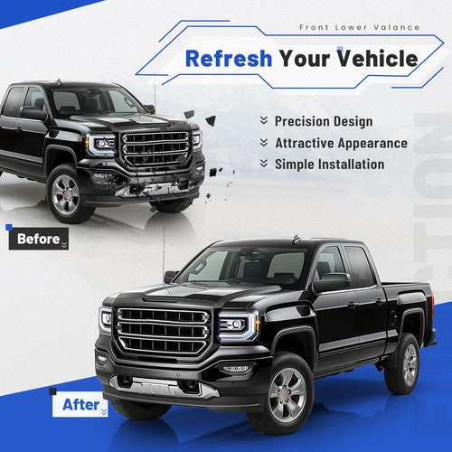Solid Spare For GMC Sierra 1500 2016-2019 18 Front Bumper Lower Valance Air Deflector Black