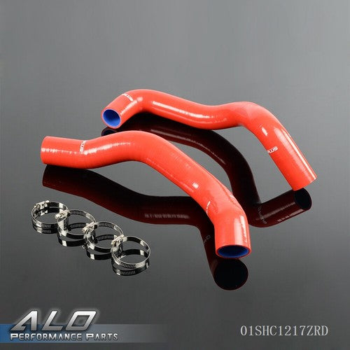 Solid Spare Fit For 94-95 Ford Mustang GT/GTS/SVT Silicone Radiator Hose+Clamps Kit Red