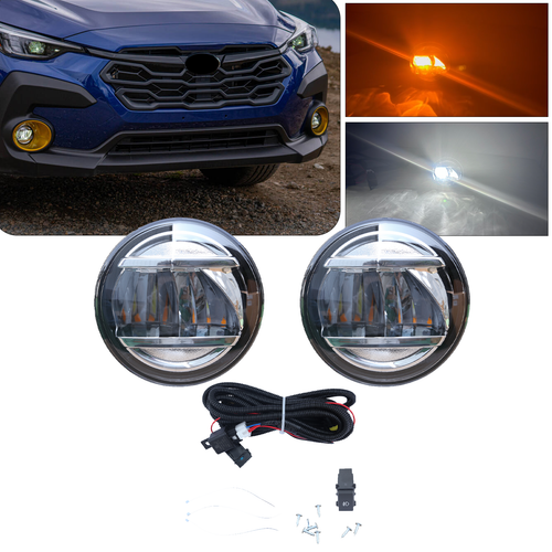 Fit 2024 Subaru Crosstrek Full LED Front Fog Lights Lamp Double light W/Switch