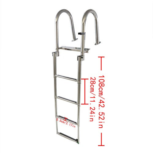 Solid Spare Telescoping Boat Ladder Foldable Premium Stainless Steel 4 Step Stainless Steel