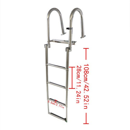 Solid Spare Telescoping Boat Ladder Foldable Premium Stainless Steel 4 Step Stainless Steel