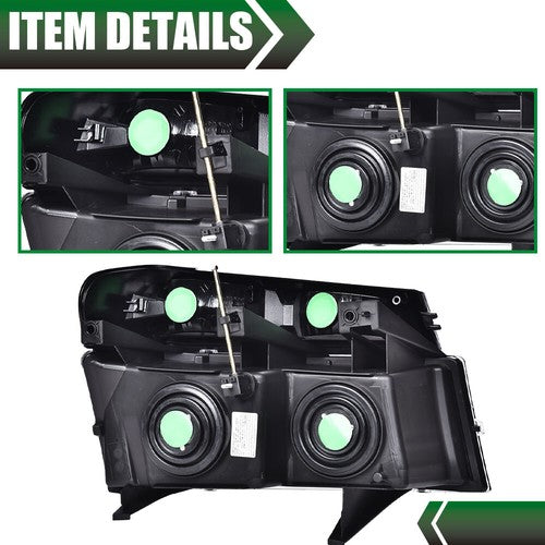 Solid Spare Fits 2004-2012 GMC Canyon Chevy Colorado Pair Headlights Front Bumper Lamps