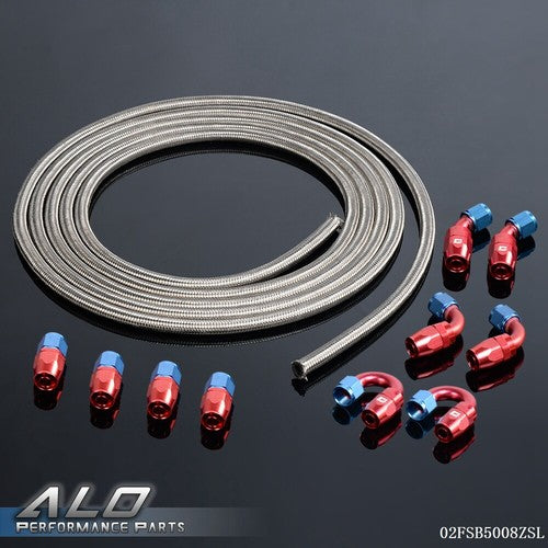 Solid Spare New Fit For AN8 8AN Stainless Steel Braided Oil Fuel Hose Line Pipe Kit 5 Meters