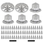 Solid Spare Chrome Hub Cover Kit 33mm Front & Rear Semi Truck Wheel Axle Covers Spiked