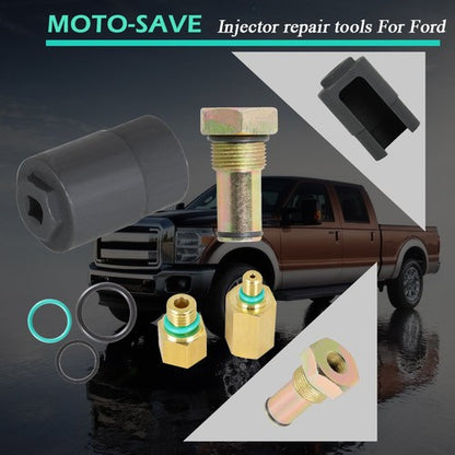 Solid Spare For Ford 04-10 E-350 E-450 IPR Valve Socket + Air Test Fitting +Fuel Rail Adapte
