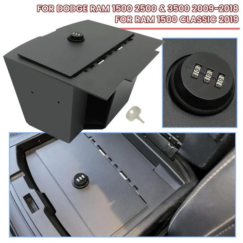Solid Spare Center Console Safe Gun Vault For Dodge Ram 1500/2500/3500 2009-2018 Storage Box