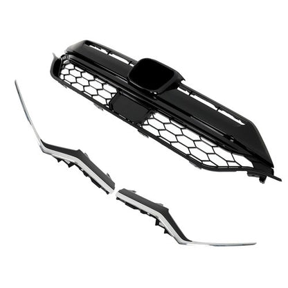 Solid Spare For Honda CR-V 2020 2021 2022 Front Upper Grille and 2pcs Chrome Trim Plastic