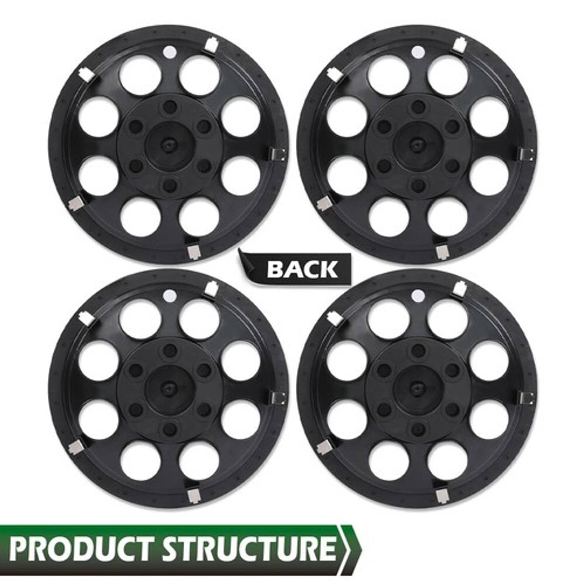 Solid Spare Fit For EZGO Club Car Yamaha 4pcs 10" Golf Cart Wheel Covers Hub Caps Black