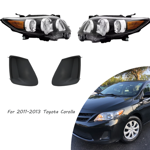 For 2011-2013 Toyota Corolla Pair Headlights Front Bumper Fog Light Cover Set
