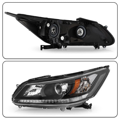 For 2013-2015 Honda Accord Sedan Pair Projector Headlights Halogen Headlamps Set