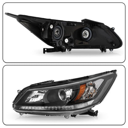 For 2013-2015 Honda Accord Sedan Pair Projector Headlights Halogen Headlamps Set