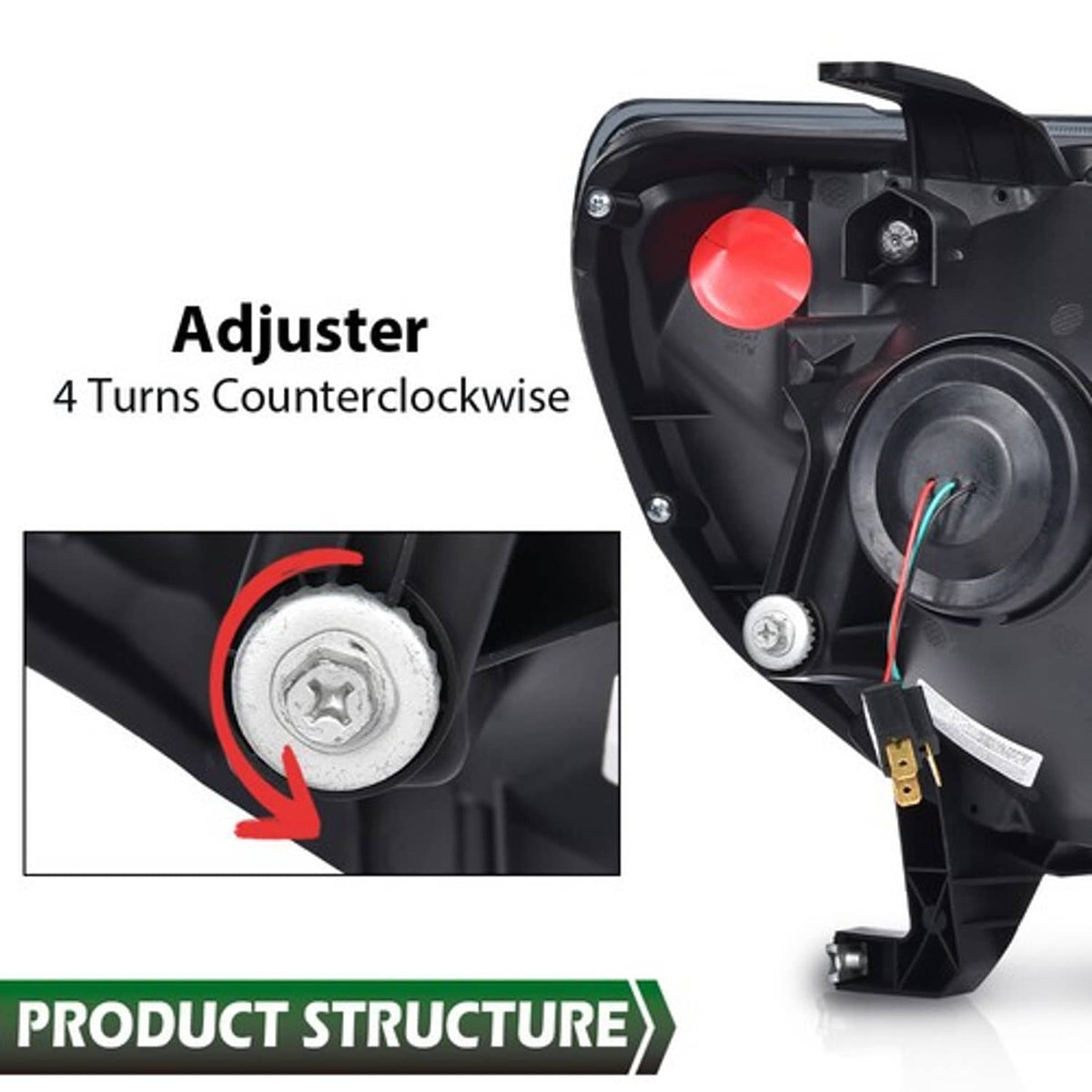 Solid Spare Fit For 2005-2011 Toyota Tacoma Smoke Lens Black Dual LED Projector Headlights