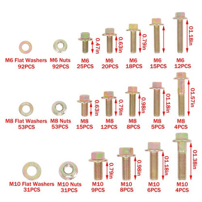 Solid Spare 521 PCS Grade 8.8 M6 M8 M10 Bolts and Nuts Assortment Kit, 16 Common Sizes