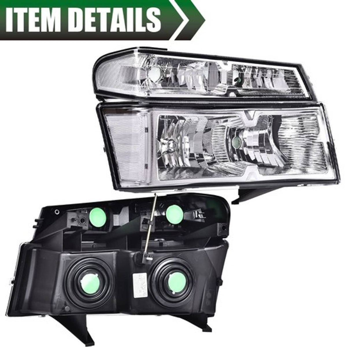 Solid Spare Fit For 2004-2012 Chevy Colorado GMC Canyon Clear Lens Chrome Headlights 4pcs