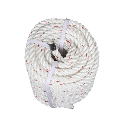 Solid Spare 3/4IN x120FT High Strength Braided Rope Breaking Strength 2038 Pounds White Red