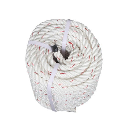 Solid Spare 3/4IN x120FT High Strength Braided Rope Breaking Strength 2038 Pounds White Red