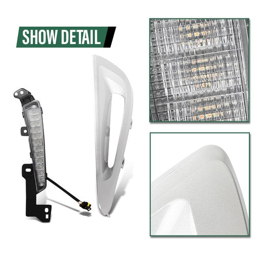 Solid Spare Fit For 2019-2022 Toyota Prius LED Running Lights DRL w/ Silver Bezel Wire