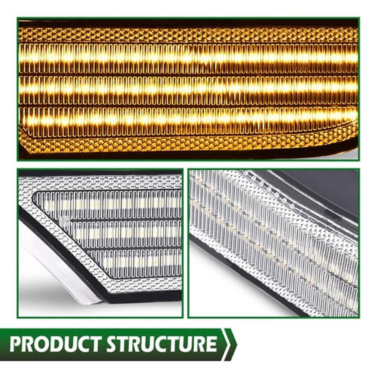 Solid Spare Fit For 2018-2022 Honda Odyssey White+Amber Full LED Side Marker Light Lamp