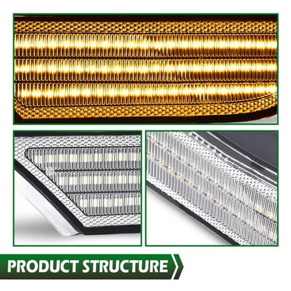 Solid Spare Fit For 2018-2022 Honda Odyssey White+Amber Full LED Side Marker Light Lamp