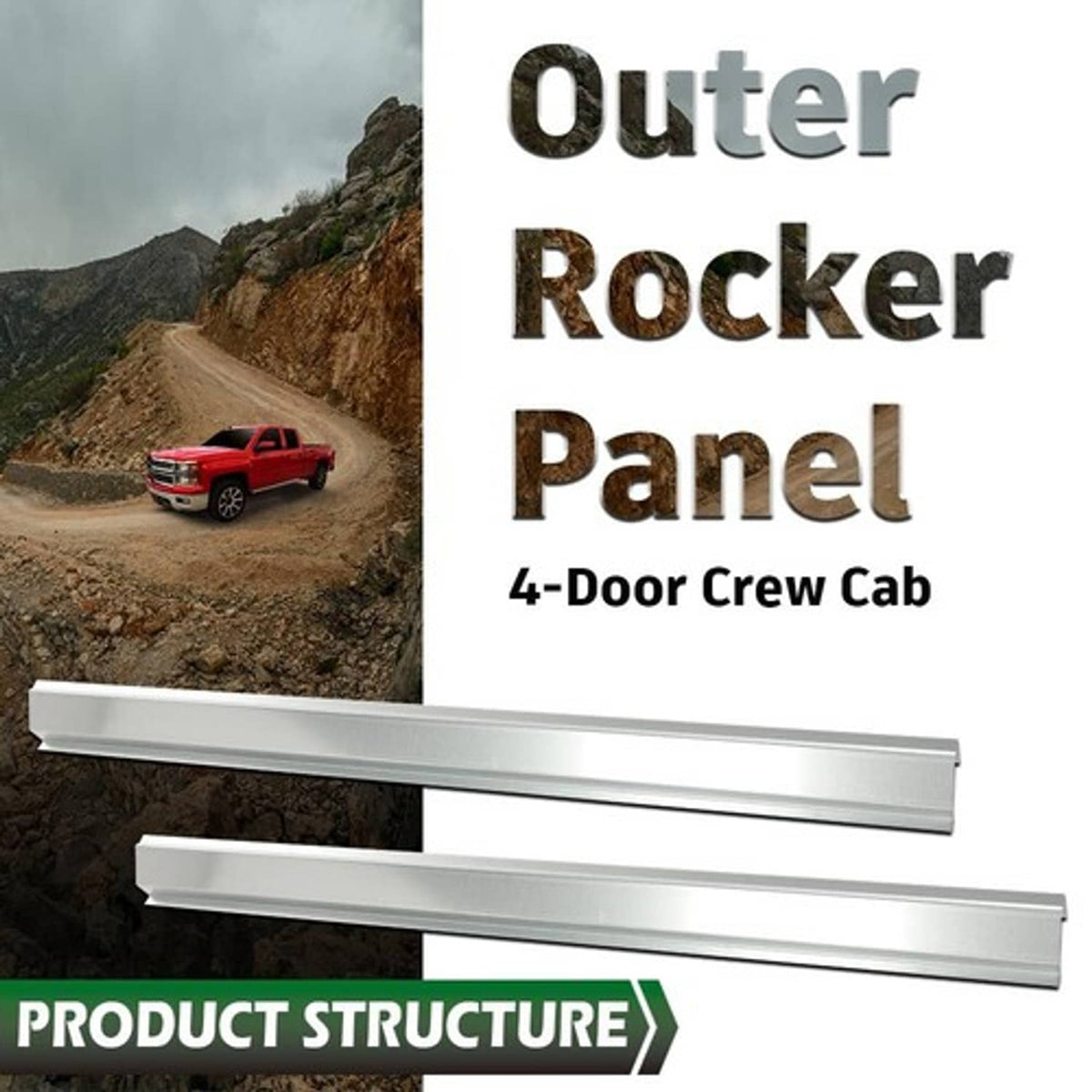 Solid Spare Rocker Panel Fit For 14-18 Chevy Silverado GMC Sierra 62.99" Crew Cab Left+Right