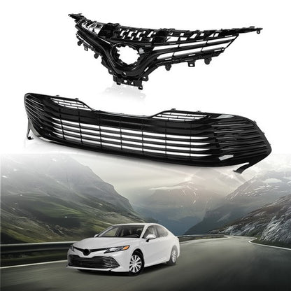 Solid Spare Front Upper & Lower Bumper Grille Grill Fit For 2018-2020 Toyota Camry LE XLE