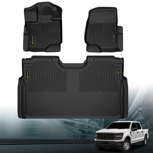 Solid Spare All Weather Floor Mats TPE Liners Fit For 2015-2024 Ford F-150 Super Crew Cab