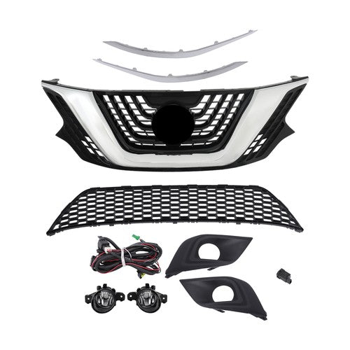Solid Spare 8pcs For Nissan Murano 2015-2018 Front Grill Bumper Trim Molding+Foglights Set