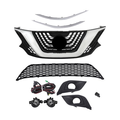 Solid Spare 8pcs For Nissan Murano 2015-2018 Front Grill Bumper Trim Molding+Foglights Set