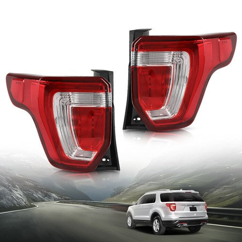 Solid Spare Tail Lights Fit For 16-19 Ford Explorer Rear Brake Parking Lamps w/o Harness