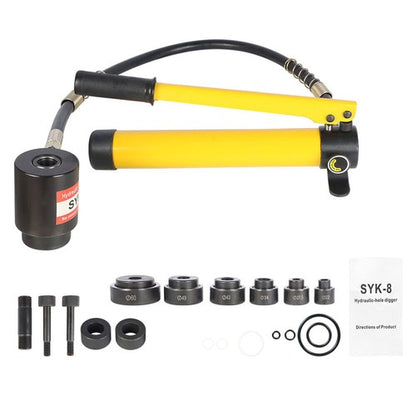 Solid Spare 10 Ton 1/2" to 2" Hydraulic Knockout Punch Driver Tool With 6 Dies Kit