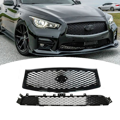 Fit 2014 2015 16 2017 Infiniti Q50 Sport Front Upper&Lower Grille Grill Assembly