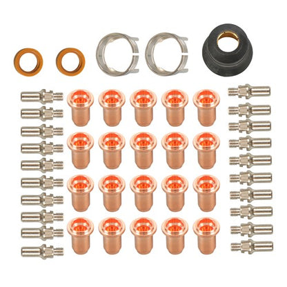 Solid Spare IPT-60 PT-60 IPT-40 PT40 Plasma Cutting Torch Tips Electrode Shield Cap 45 Pcs