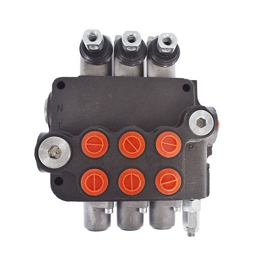 Solid Spare Hydraulic Monoblock Double Acting Control Valve, 3 Spool?21 GPM, SAE Ports