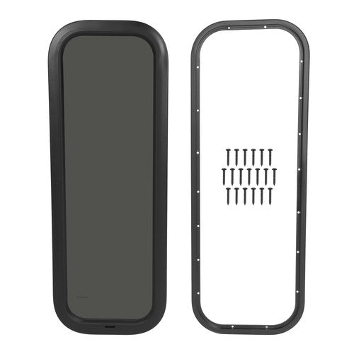 Solid Spare Black Screen RV Window 12" X 35" with Trim Ring Universal Dark Tempered Glass