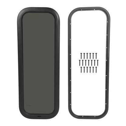 Solid Spare Black Screen RV Window 12" X 35" with Trim Ring Universal Dark Tempered Glass