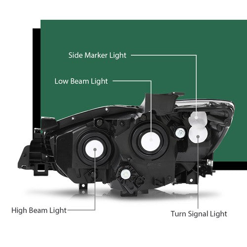 Solid Spare Pair Headlights Clear Lens Fit For 2013-2016 Mazda CX-5 Halogen Headlamps L+R