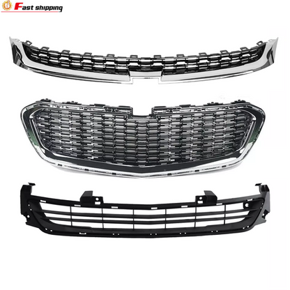 Fits 2014-2016 Chevrolet Malibu Grill Front Upper/Center/Lower Grille Chrome Set