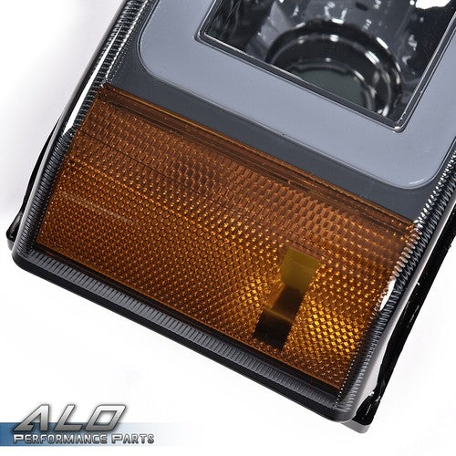 Solid Spare Fit For 03-2007 Chevy Silverado Avalanche LED DRL Smoked Headlights Bumper Lamps