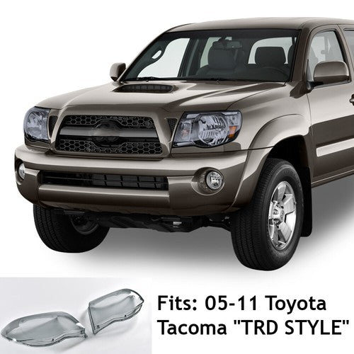 Solid Spare Fit For 05-11 Toyota Tacoma Smoke Headlight Headlamp Replacement Lens Left+Right