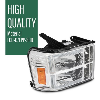 Solid Spare Clear/Chrome LED DRL Headlights Fit For 2007-2013 GMC Sierra 1500 2500 3500HD