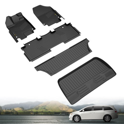 Solid Spare 3D Molded TPE Floor Mats Cargo Liner Fit For 2018-2025 Honda Odyssey All Weather