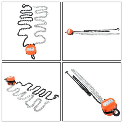 Solid Spare Manual Chain Hoist | 1 Ton / 2200 lbs Capacity | 10ft / 3m Lift | 2 Hooks Red