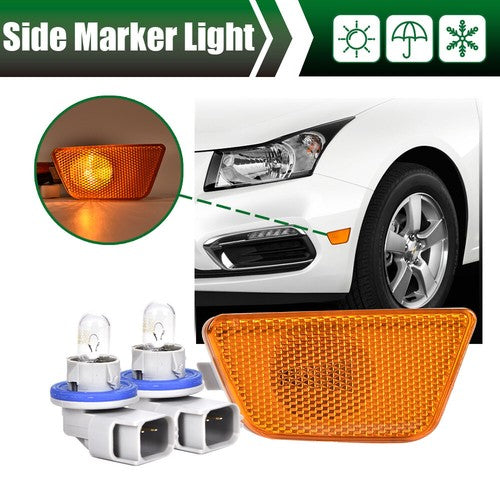 Solid Spare For Chevy Cruze 2011-2015 Front Bumper Reflector Side Marker Light Assembly R&L