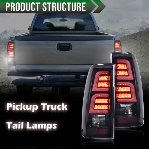 Solid Spare LED TUBE Tail Lights Fit For 99-2006 Chevy Silverado GMC Sierra Rear Brake Lamps